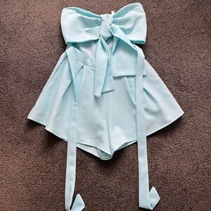 Lucy in the Sky Light Blue Bow-Tie Romper